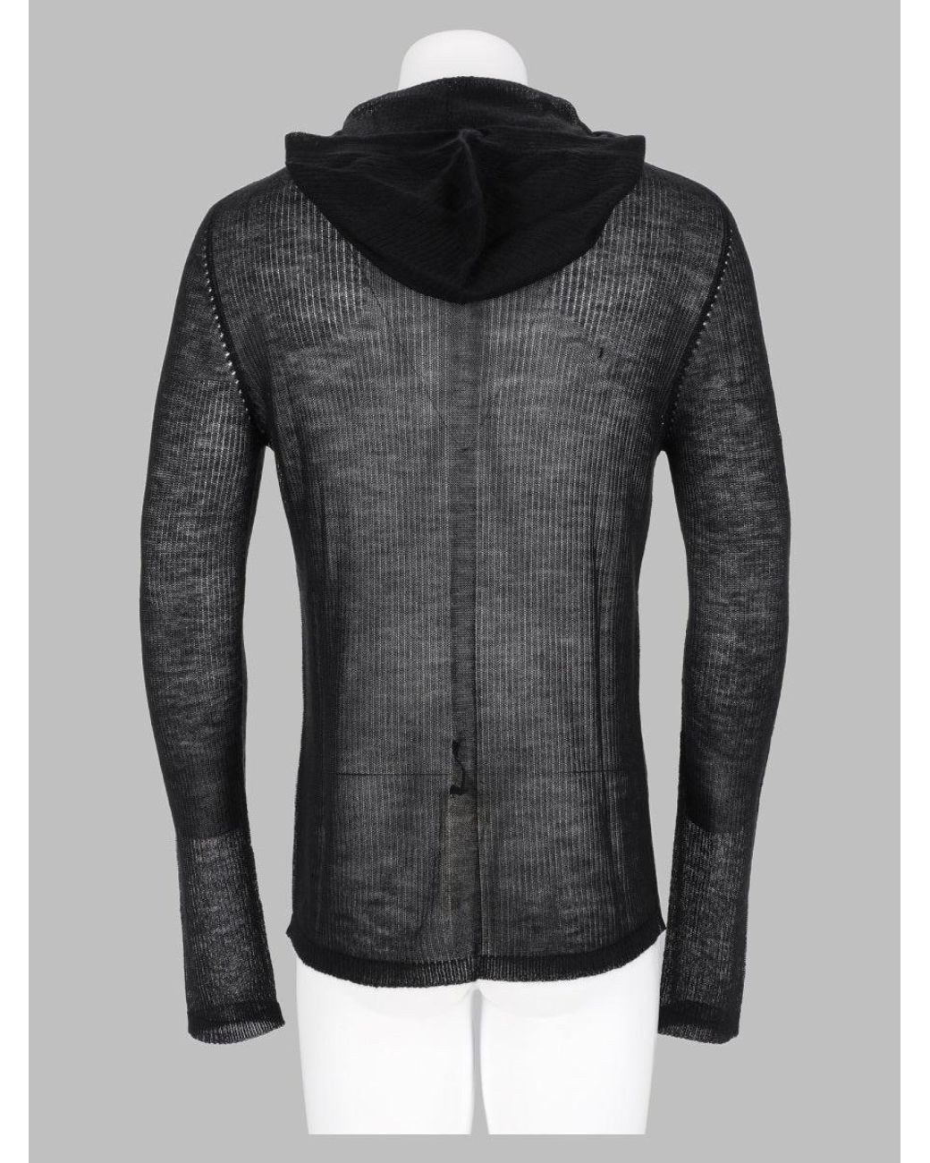 Rick Owens Gray T Shirt Trasparente Con Cappuccio