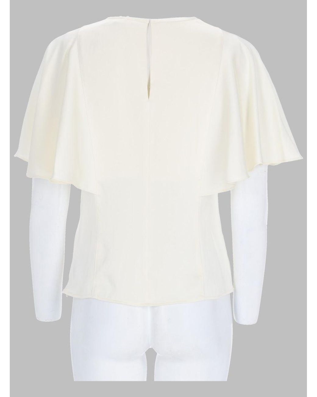 MICHAEL Michael Kors White Satin Blouse With Cape Sleeves Polyester