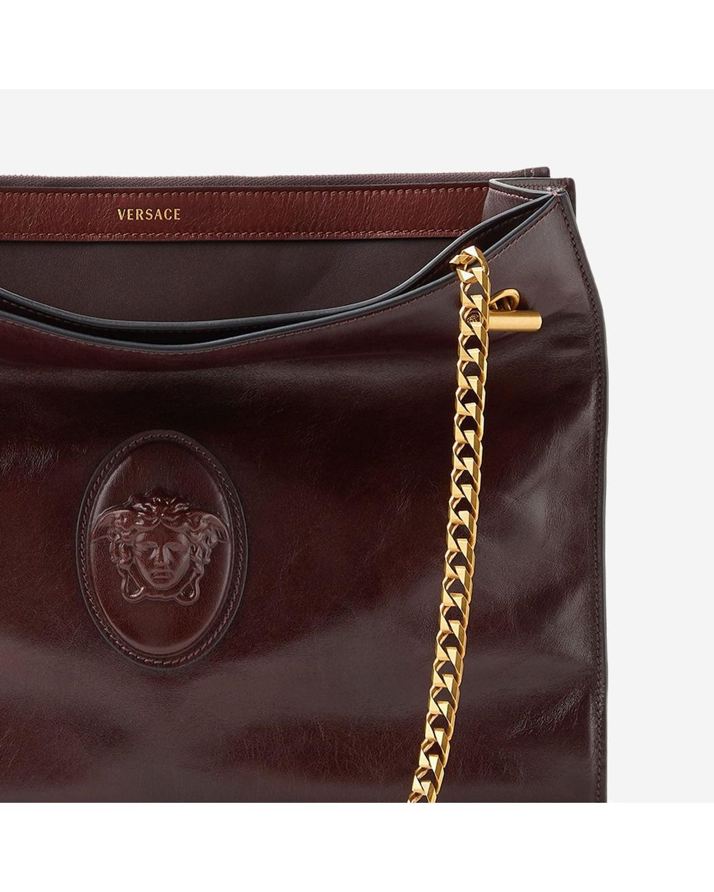 Versace Purple Cabine Leather Shoulder Bag