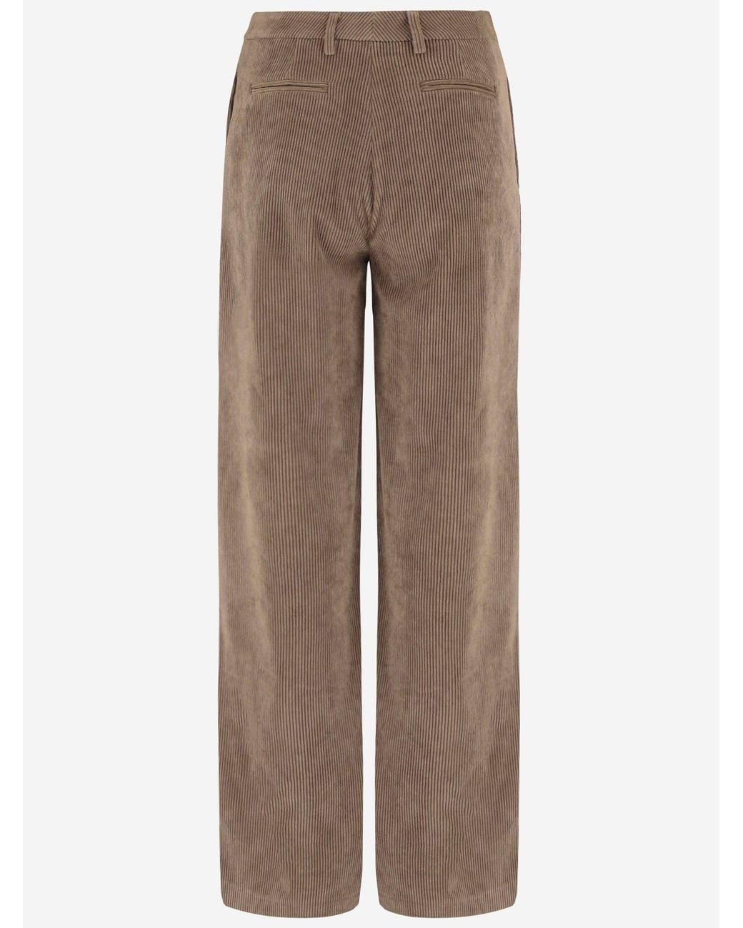 F.it Brown Tailored Corduroy Trousers Polyester