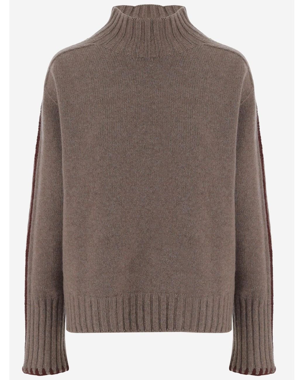 Oliver Lattughi Brown High Neck Sweater Cashmere
