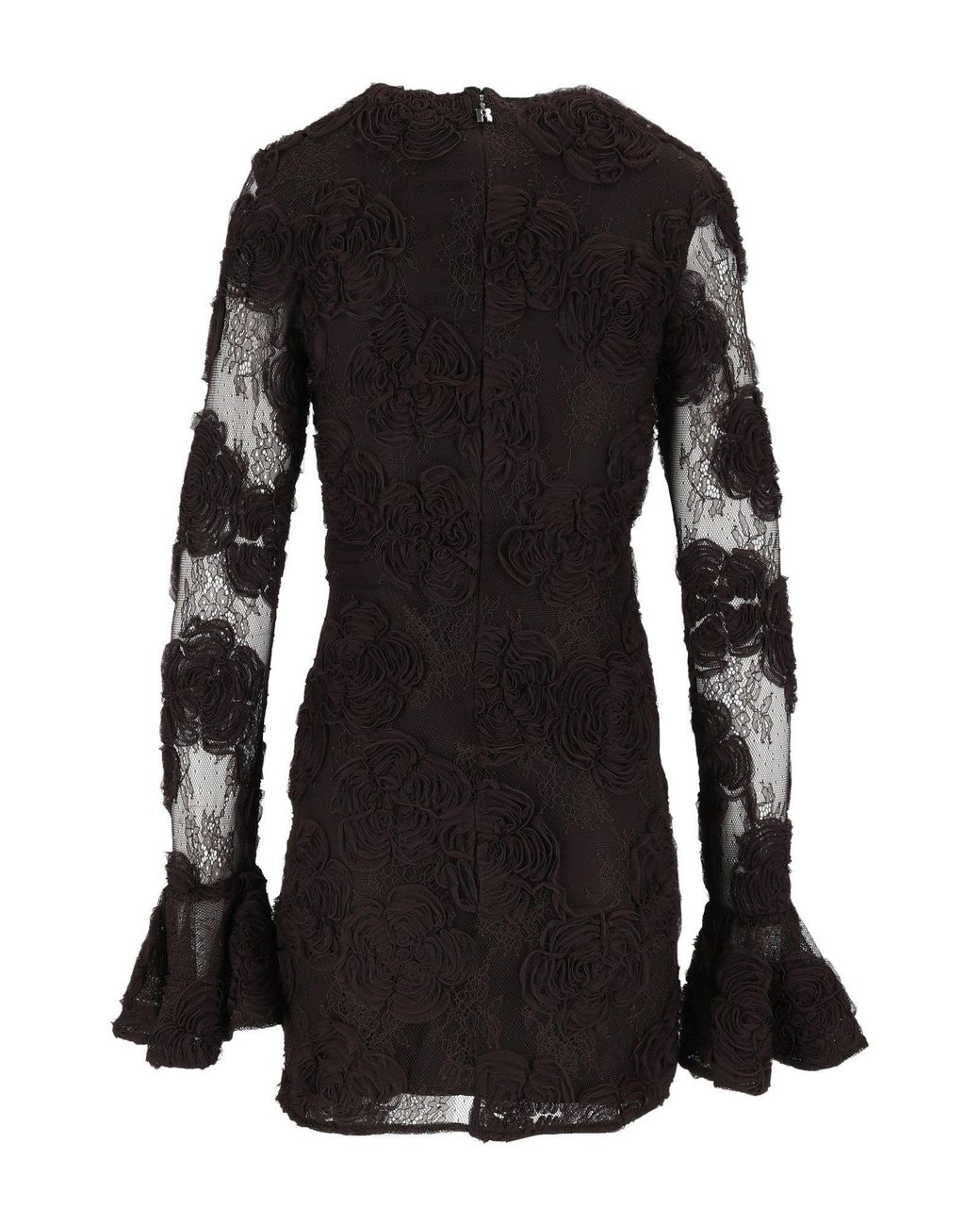 ROTATE BIRGER CHRISTENSEN Black Tight-Fit 3D Floral Mini Dress