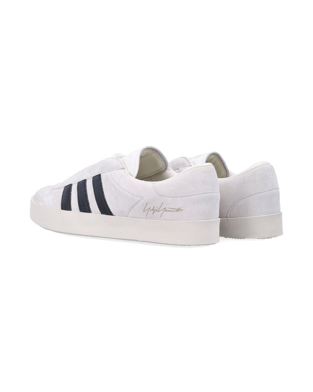 Y-3 White Gazelle Sneaker With Suede Upper And Contrasting 3-Stripes