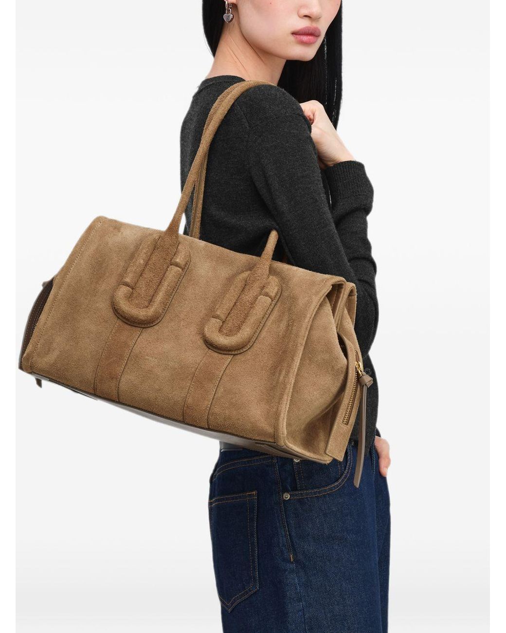 Marc Jacobs Natural The Carryall Suede Leather Tote