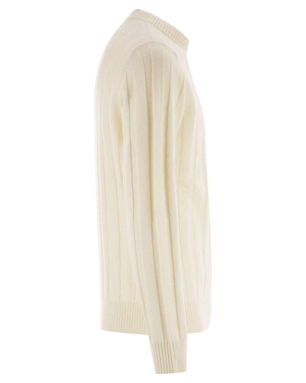 Peserico Natural Wool And Cashmere Ribbed Jumper for men