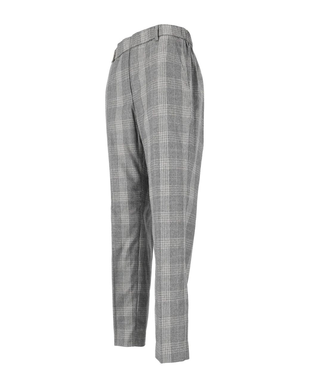 Peserico Gray Plaid Tailored Tapered Pants