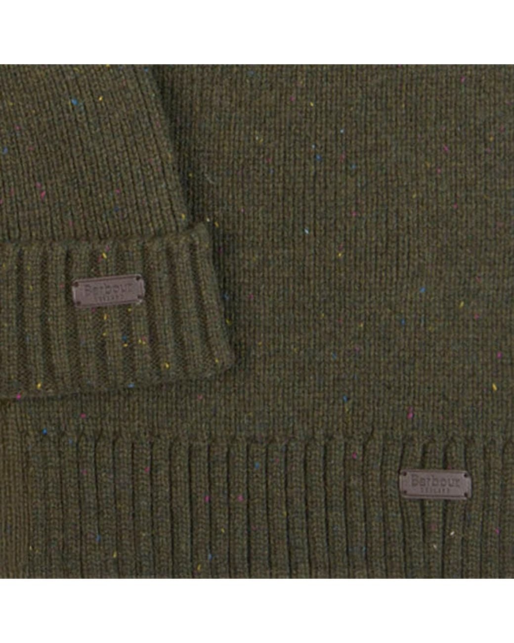 Barbour Green Carlton Fleck Beanie And Scarf Gift Set