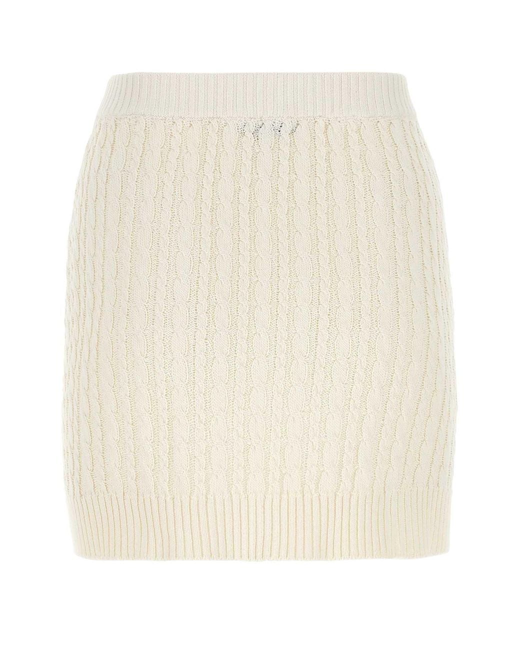 Prada Natural Ivory Cotton Blend Mini Skirt