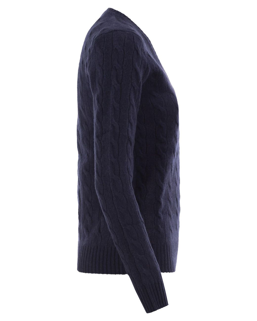 Polo Ralph Lauren Blue Wool And Cashmere Cable Knit Jumper