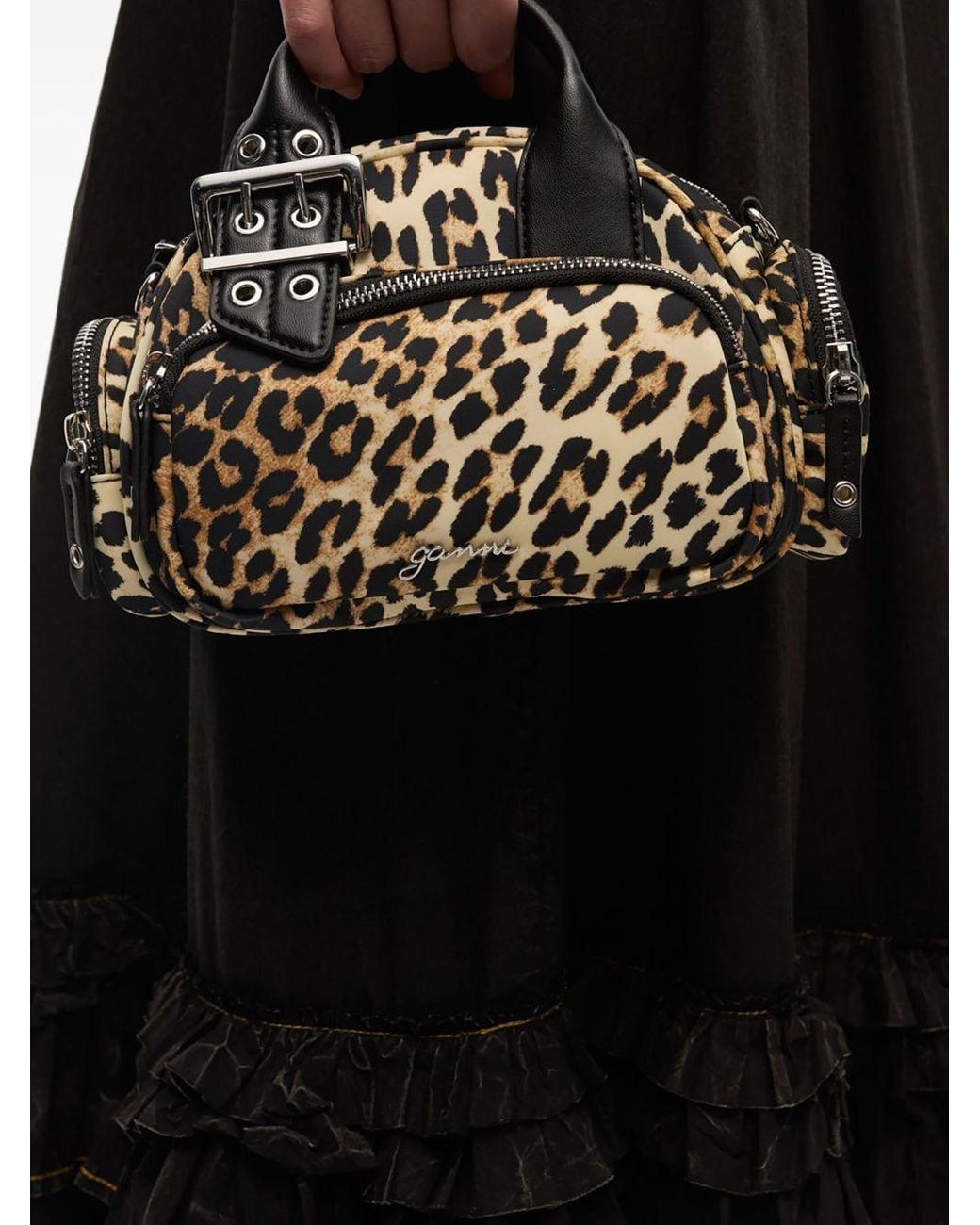Ganni Black Nylon Small Duffle Bag