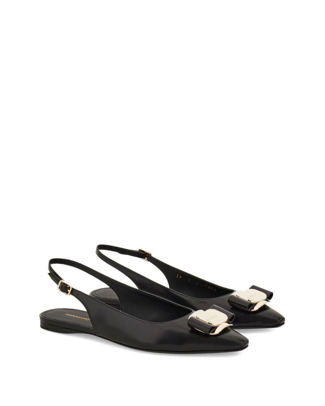 Ferragamo Black Leather Slingback Pumps