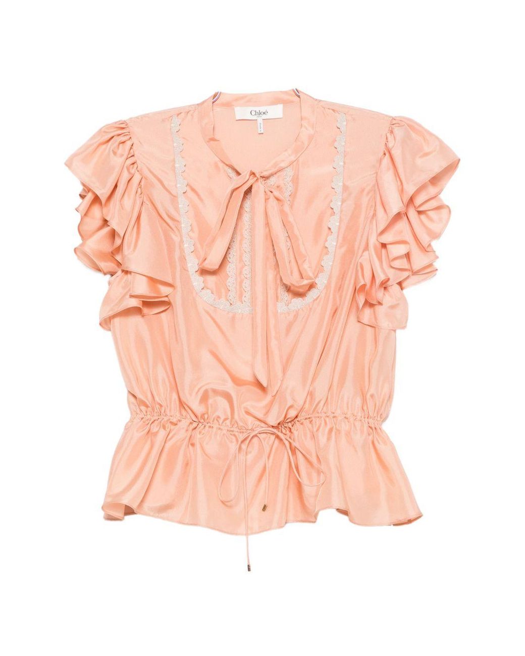 Chloé Pink Silk Rouched Top