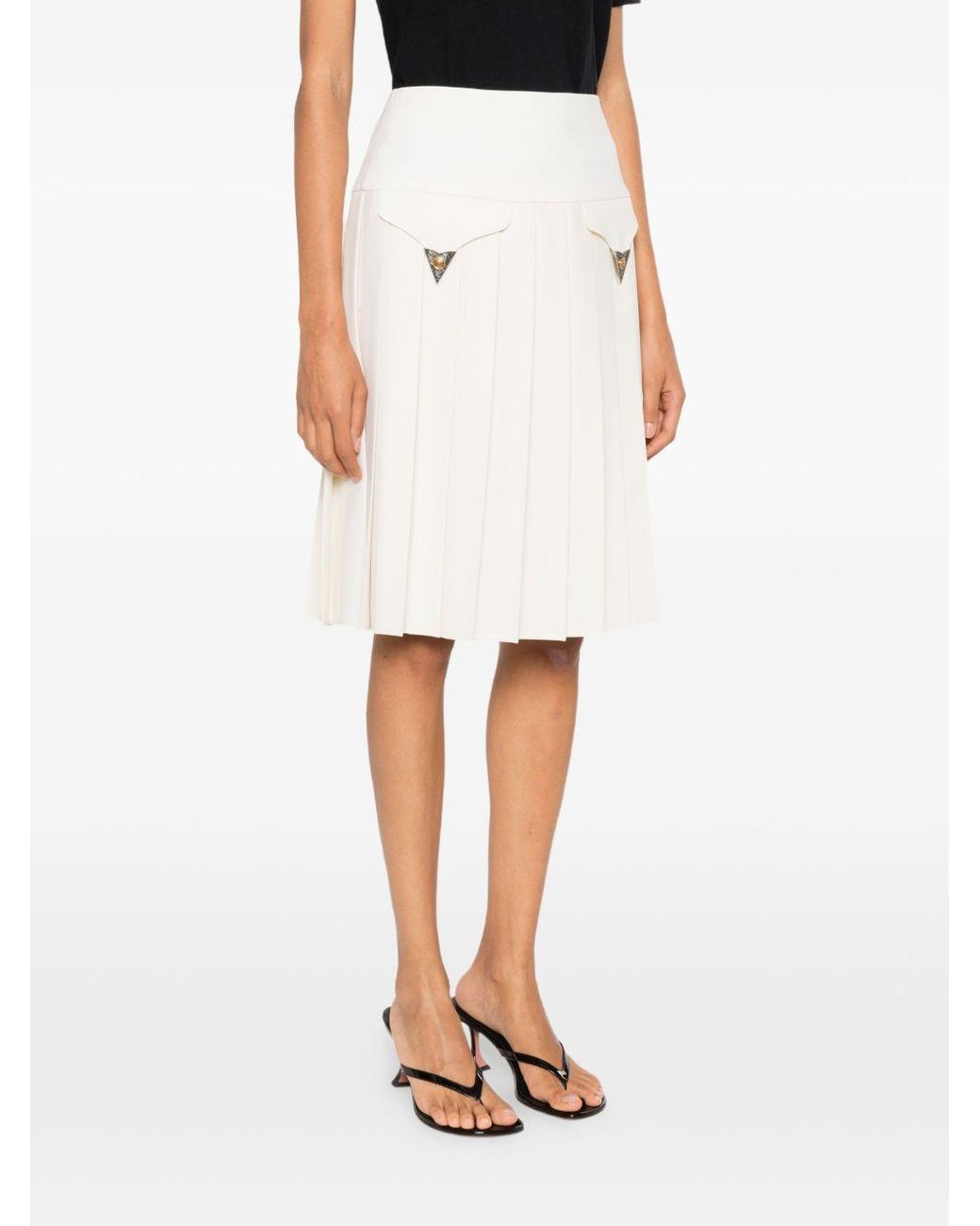 Versace White Wool Midi Skirt