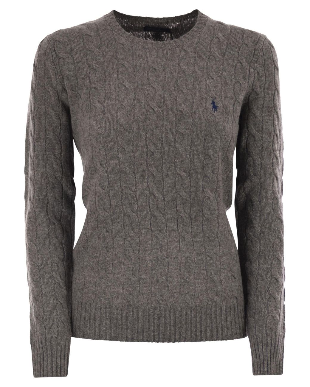 Polo Ralph Lauren Gray Plaited Wool And Cashmere Crew-Neck