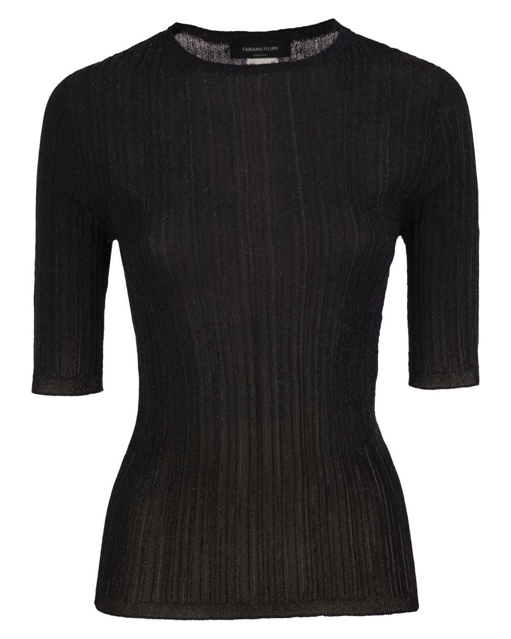 Fabiana Filippi Black Ribbed Lurex Viscose Sweater