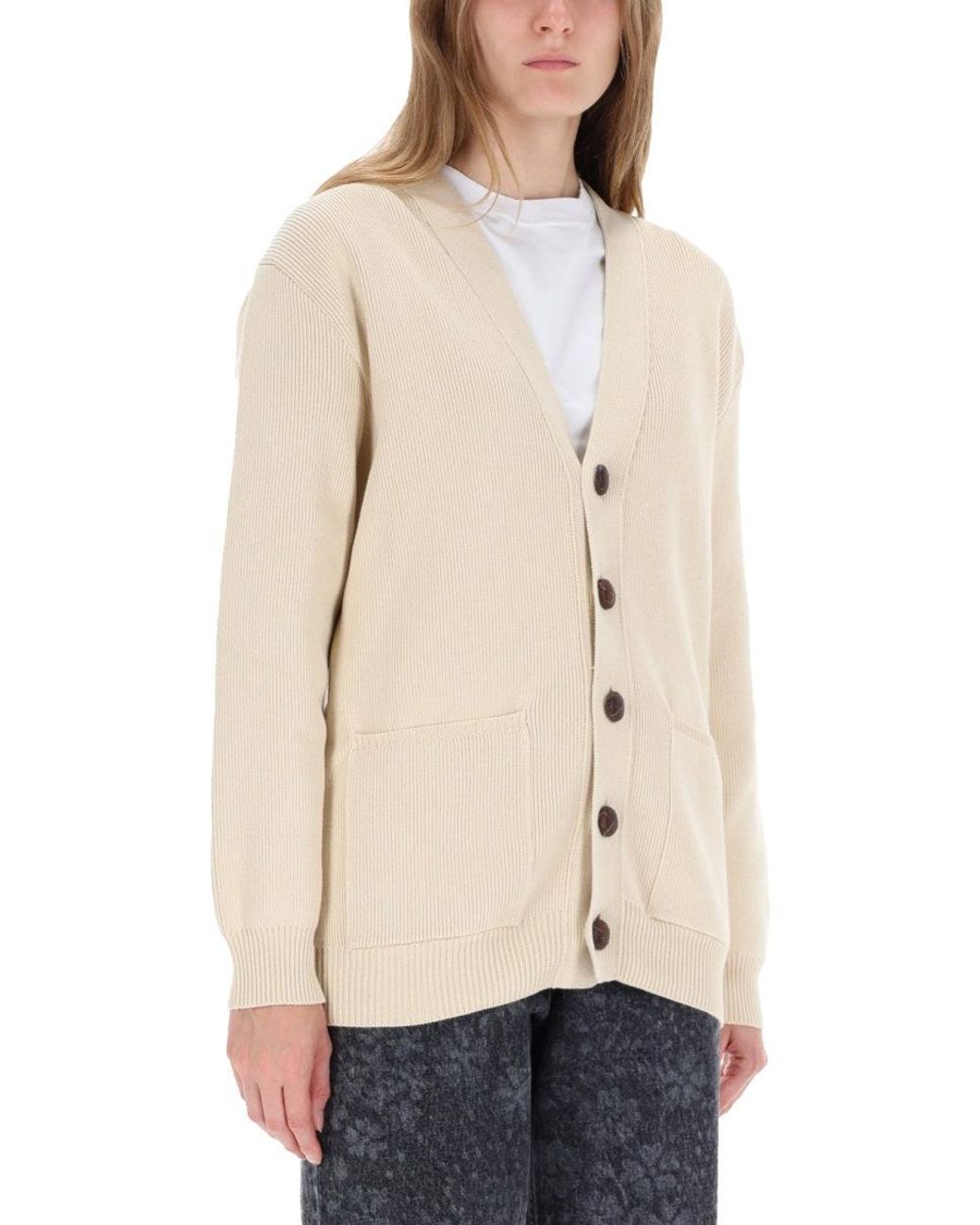 Golden Goose Deluxe Brand Natural Knit Cardigan With Button-Down Front