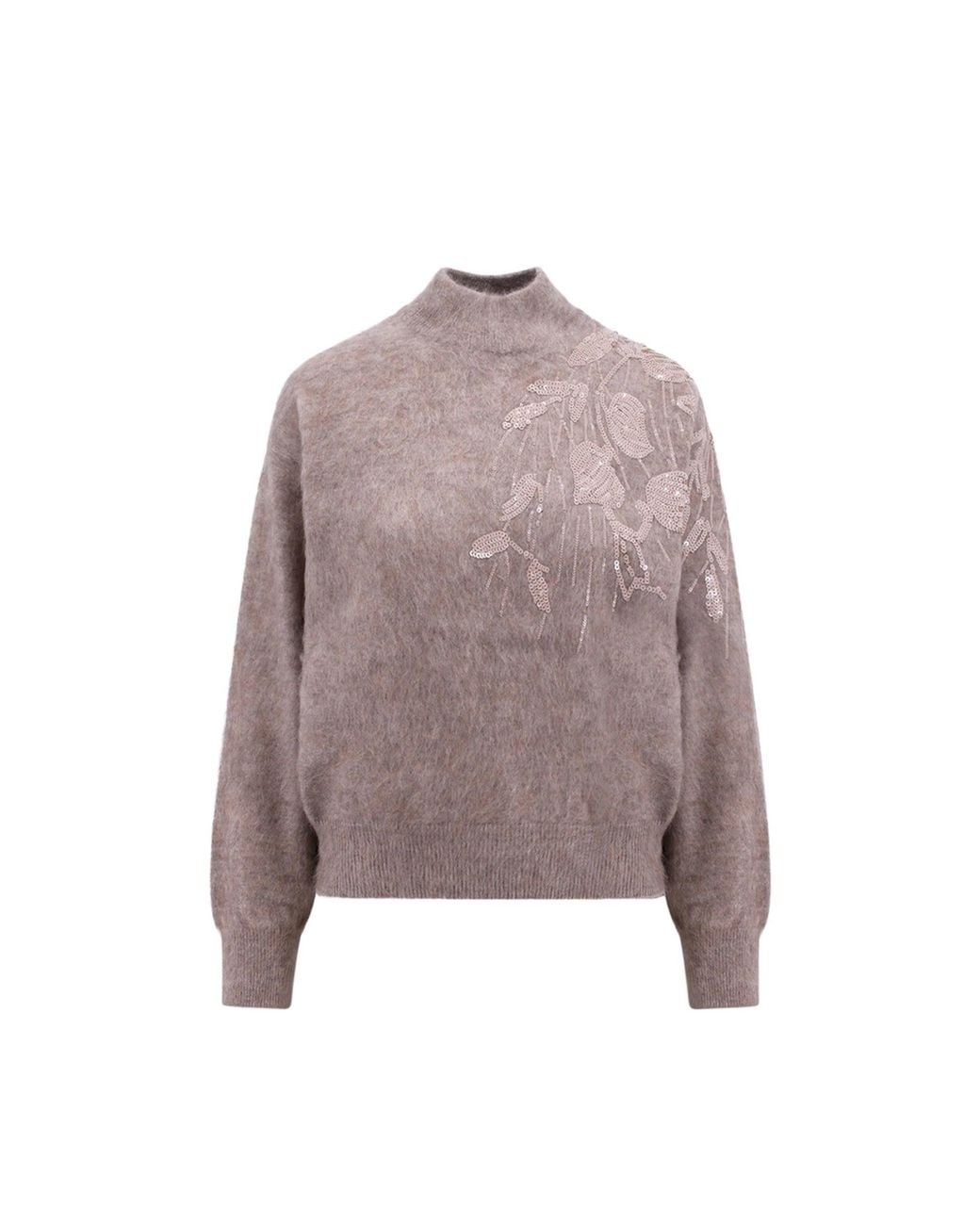 Brunello Cucinelli Brown T-neck Knit - M