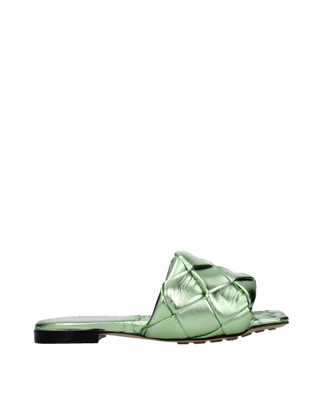 Bottega Veneta Green Flat Lido Sandals