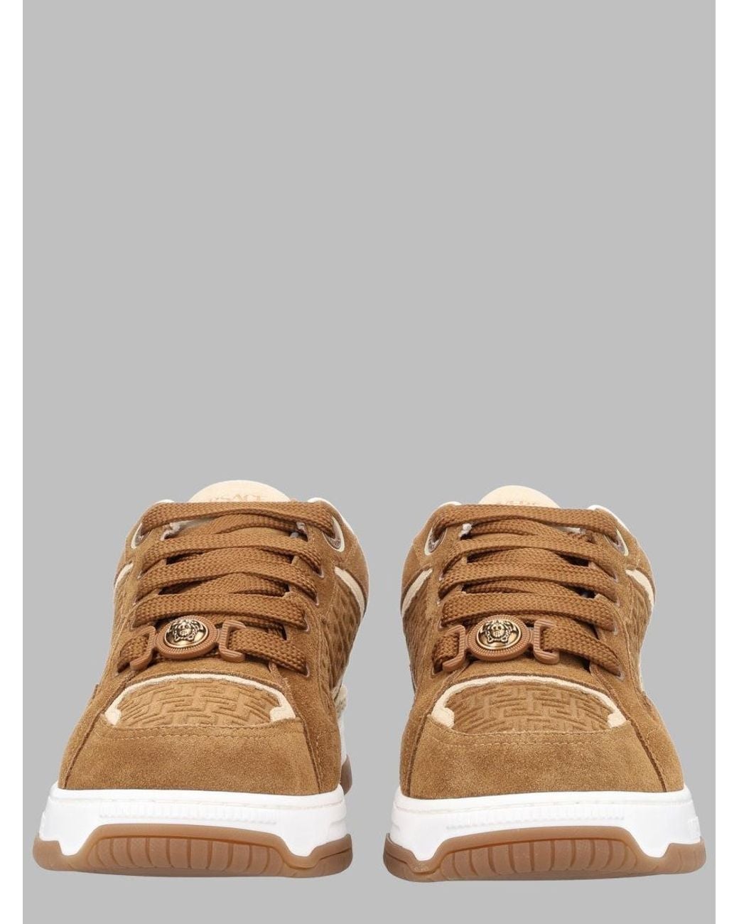 Versace Natural Suede Embossed Sneakers for men