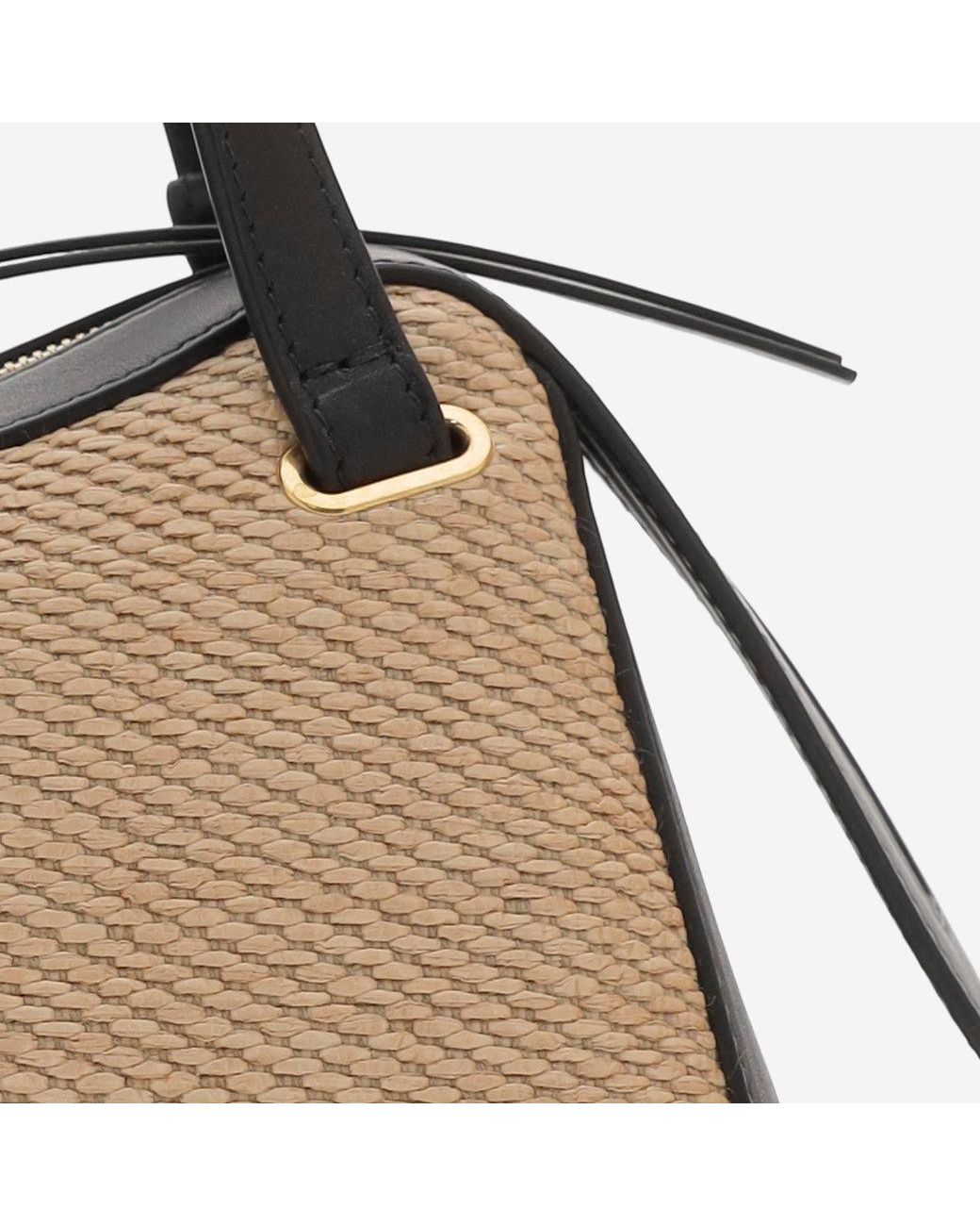 Jil Sander Brown Dune Leather And Rafia Bag