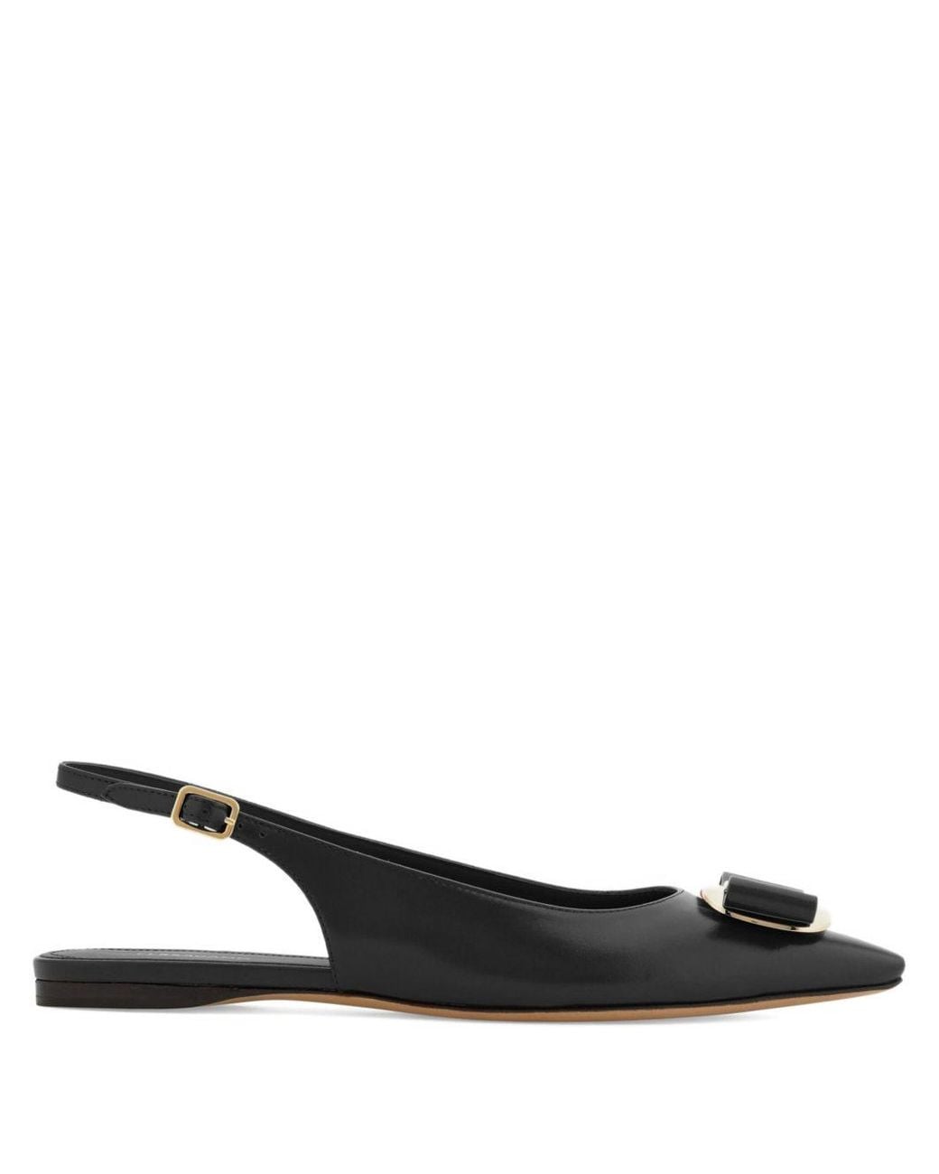 Ferragamo Black Leather Slingback Pumps