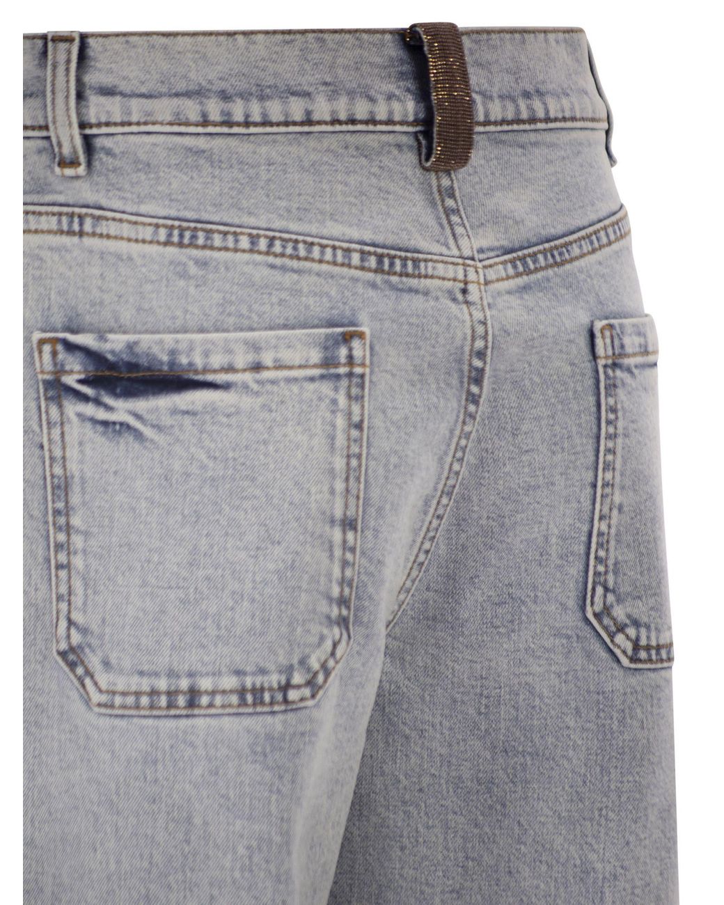 Fabiana Filippi Gray Five-Pocket Denim Trousers With Diamond Detailing