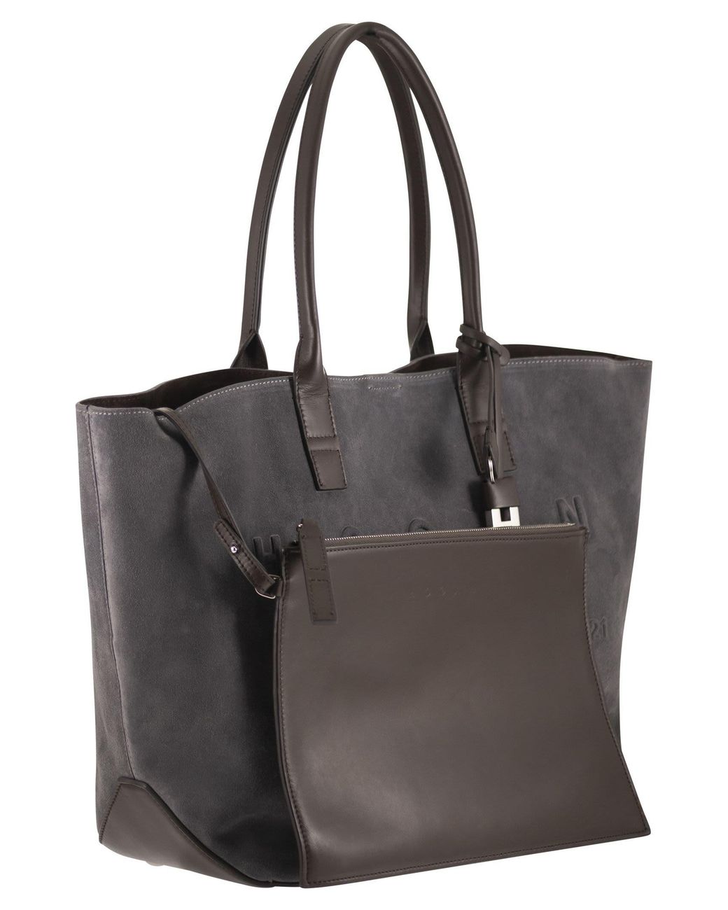 Hogan Black Suede Shopping Bag With Embossed Logo