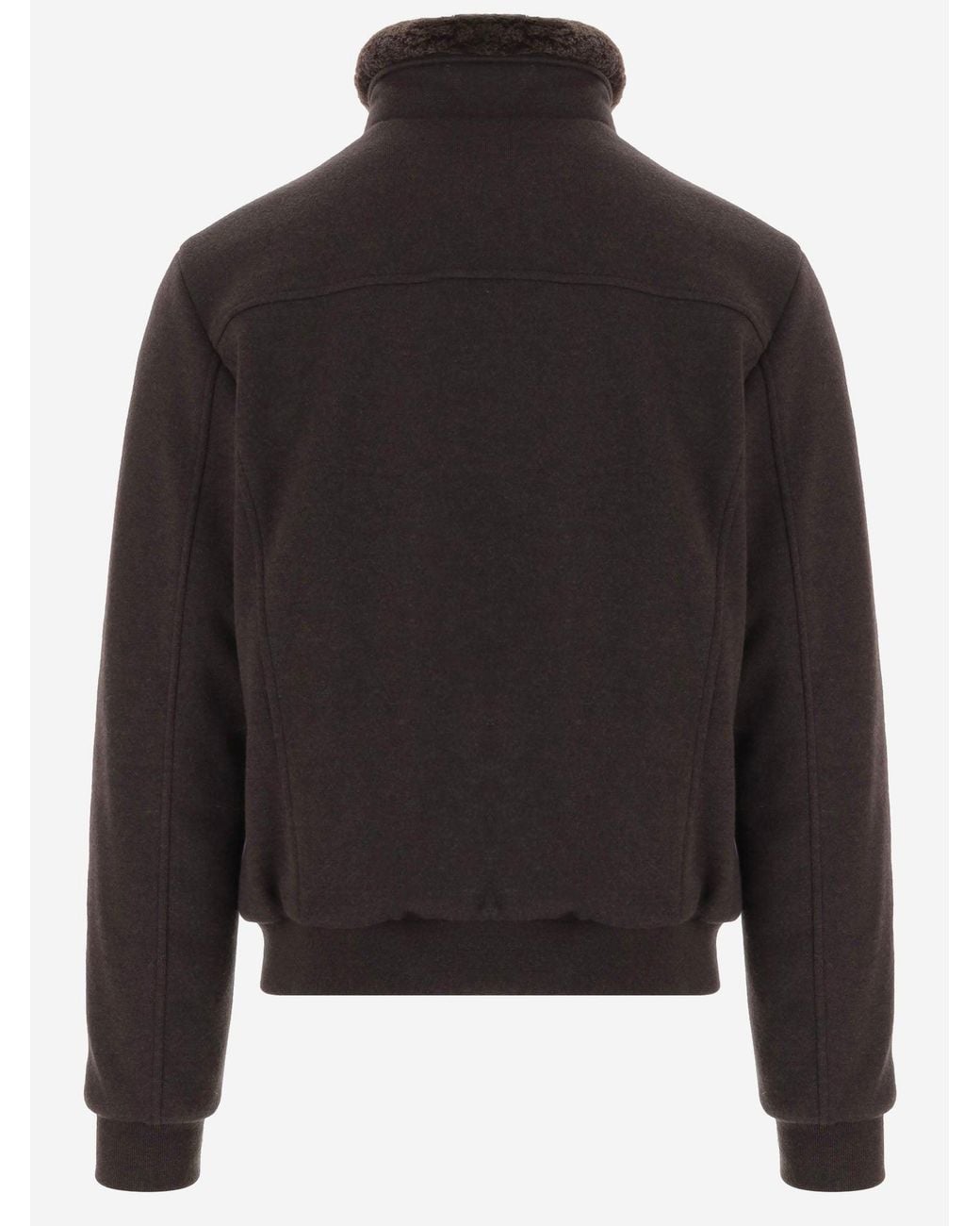 Moorer Black Jacket Wool And Cashmere With High Collar Virgin