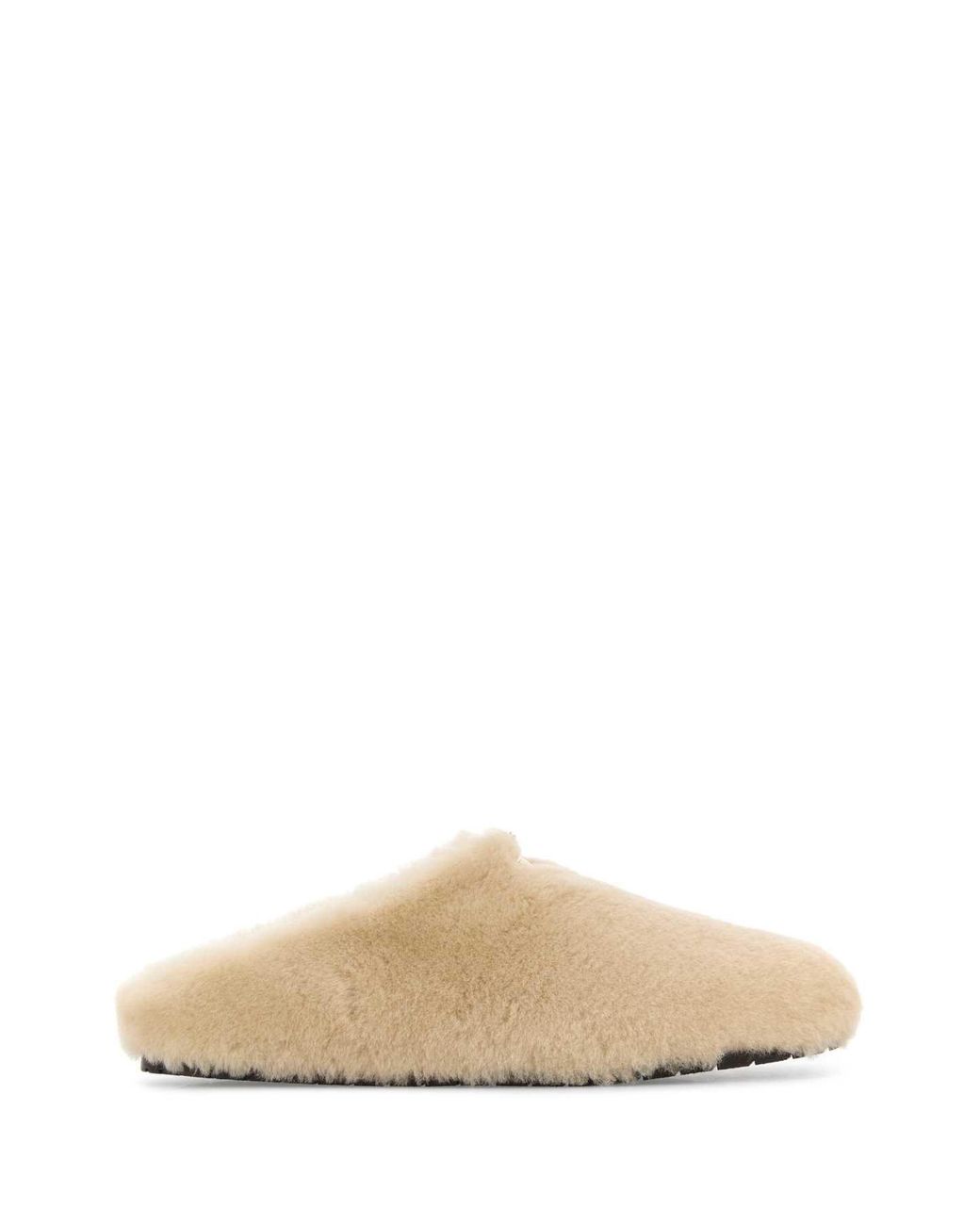 Prada Natural Sand Shearling Slippers