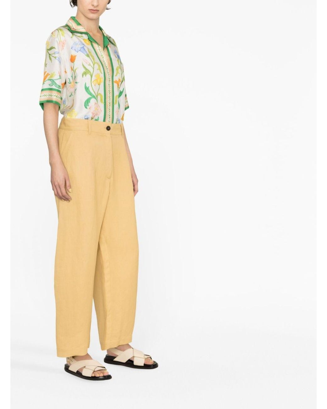 Studio Nicholson Yellow High-Waisted Wide-Leg Trousers