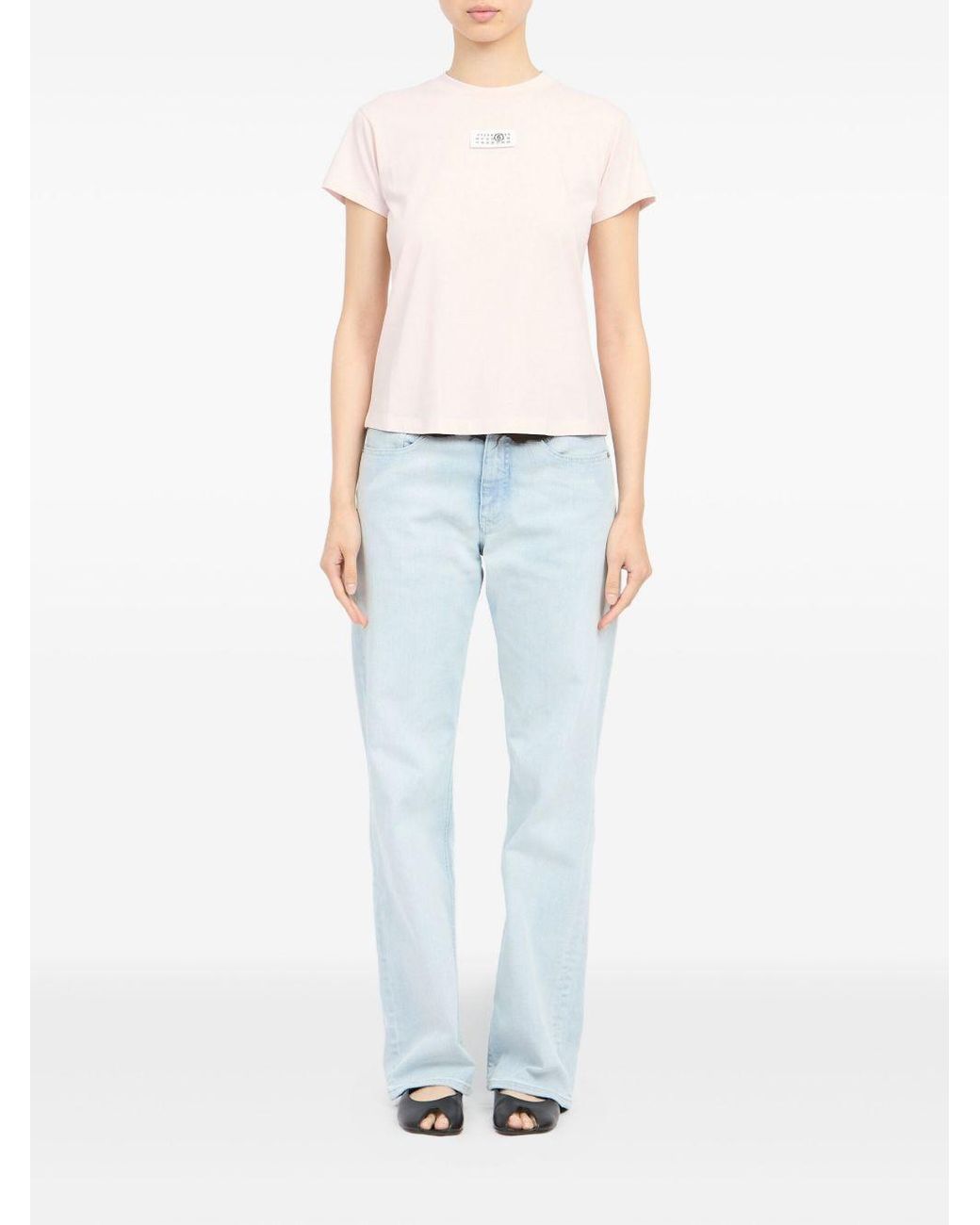 MM6 by Maison Margiela Pink Logo Cotton T Shirt