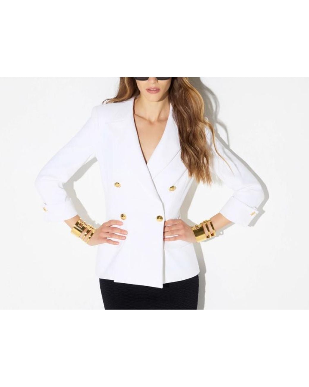 Elisabetta Franchi White Double Crepe Stretch Blazer