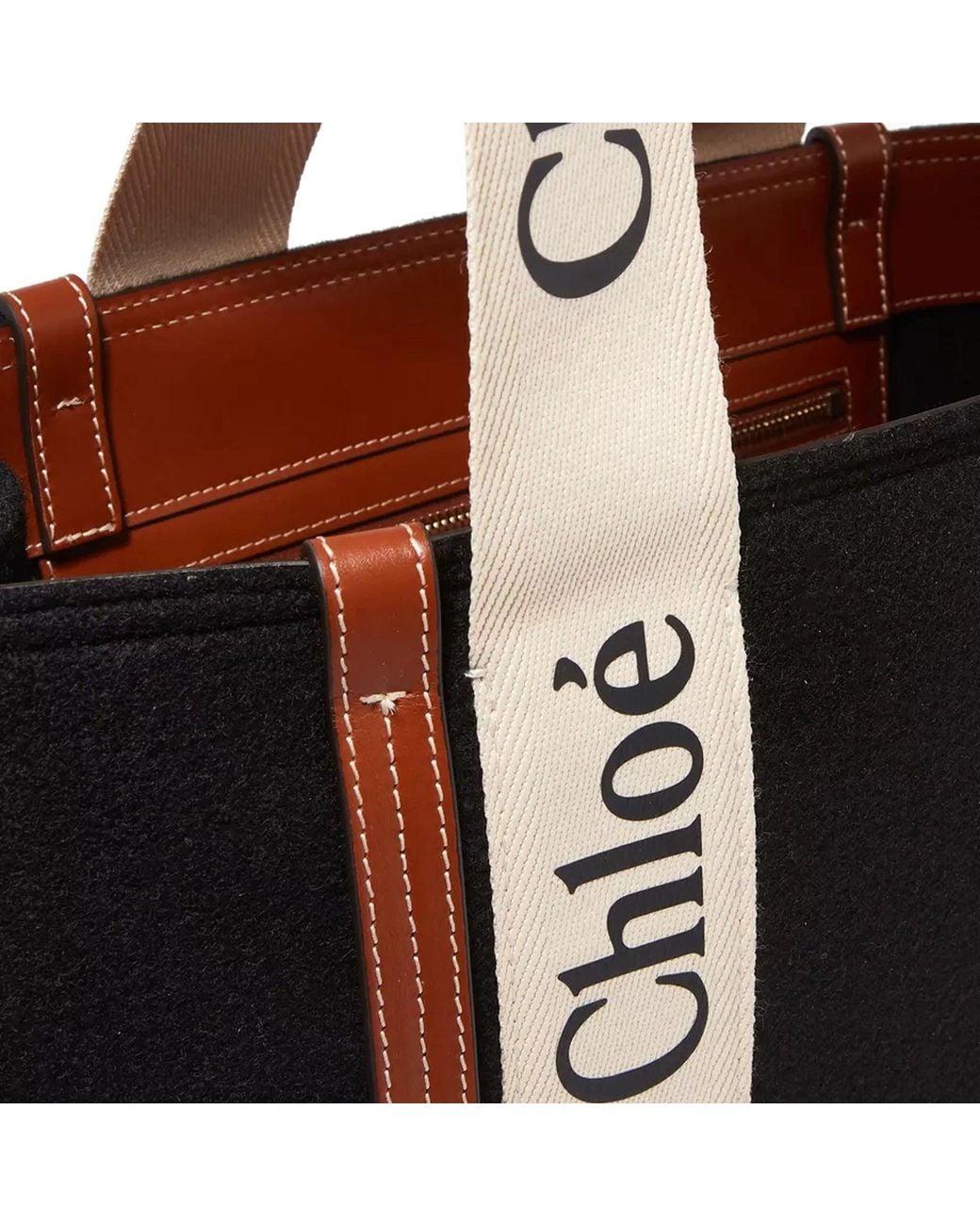 Chloé Black Chloé Woody Medium Tote Bag