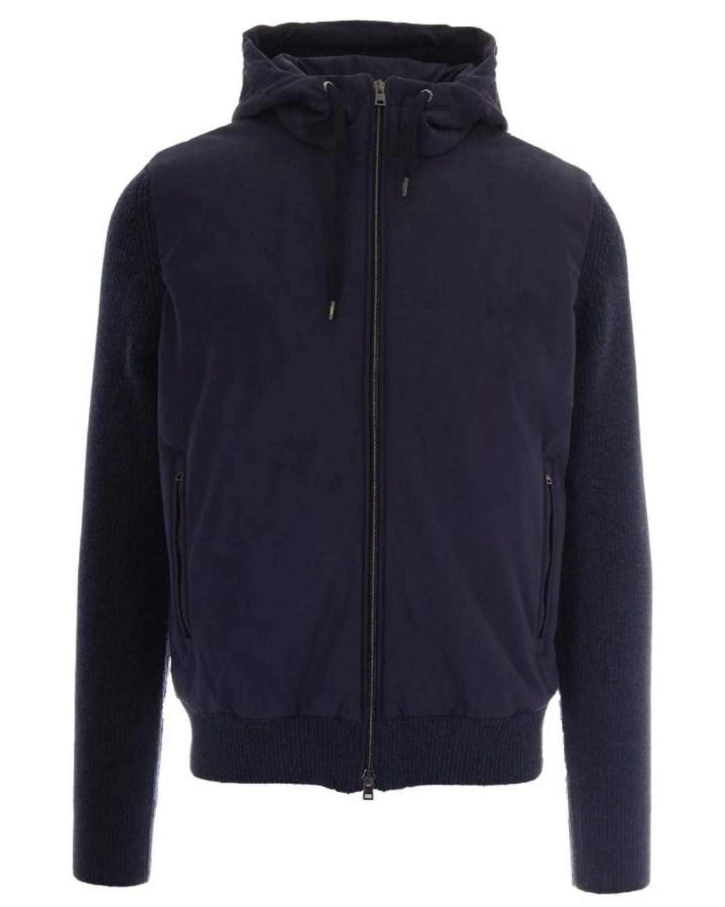 Herno Blue Zip Up Hooded Jacket
