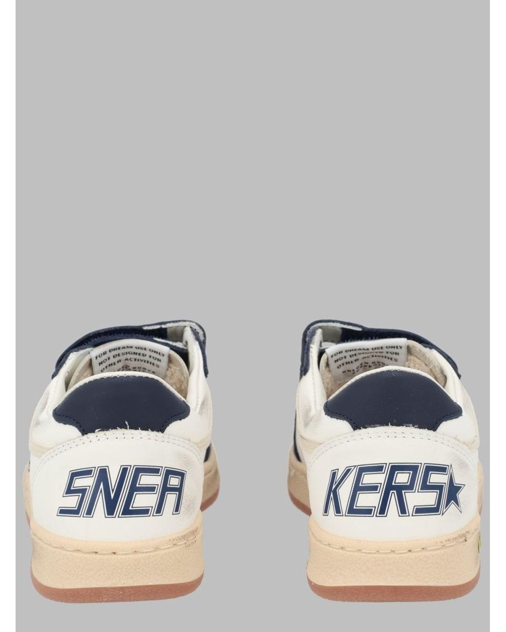 Golden Goose Deluxe Brand Blue Boys Leather Sneakers With Ball Star Strap, Toe Strap & Spur Detail