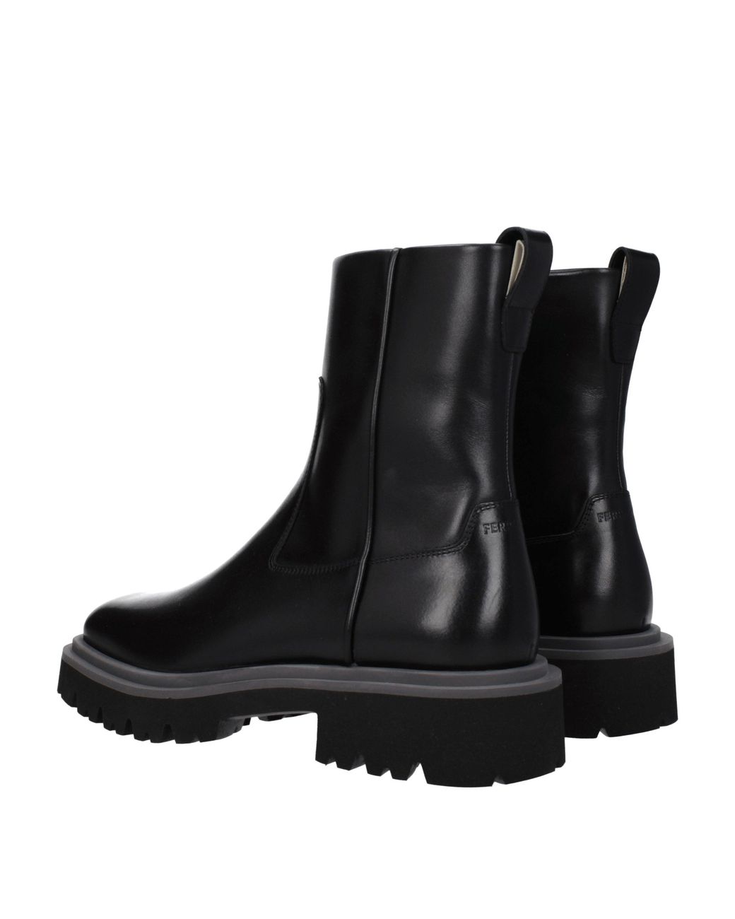 Ferragamo Black Stivaletti Fulvio Uomo Pelle Nero for men