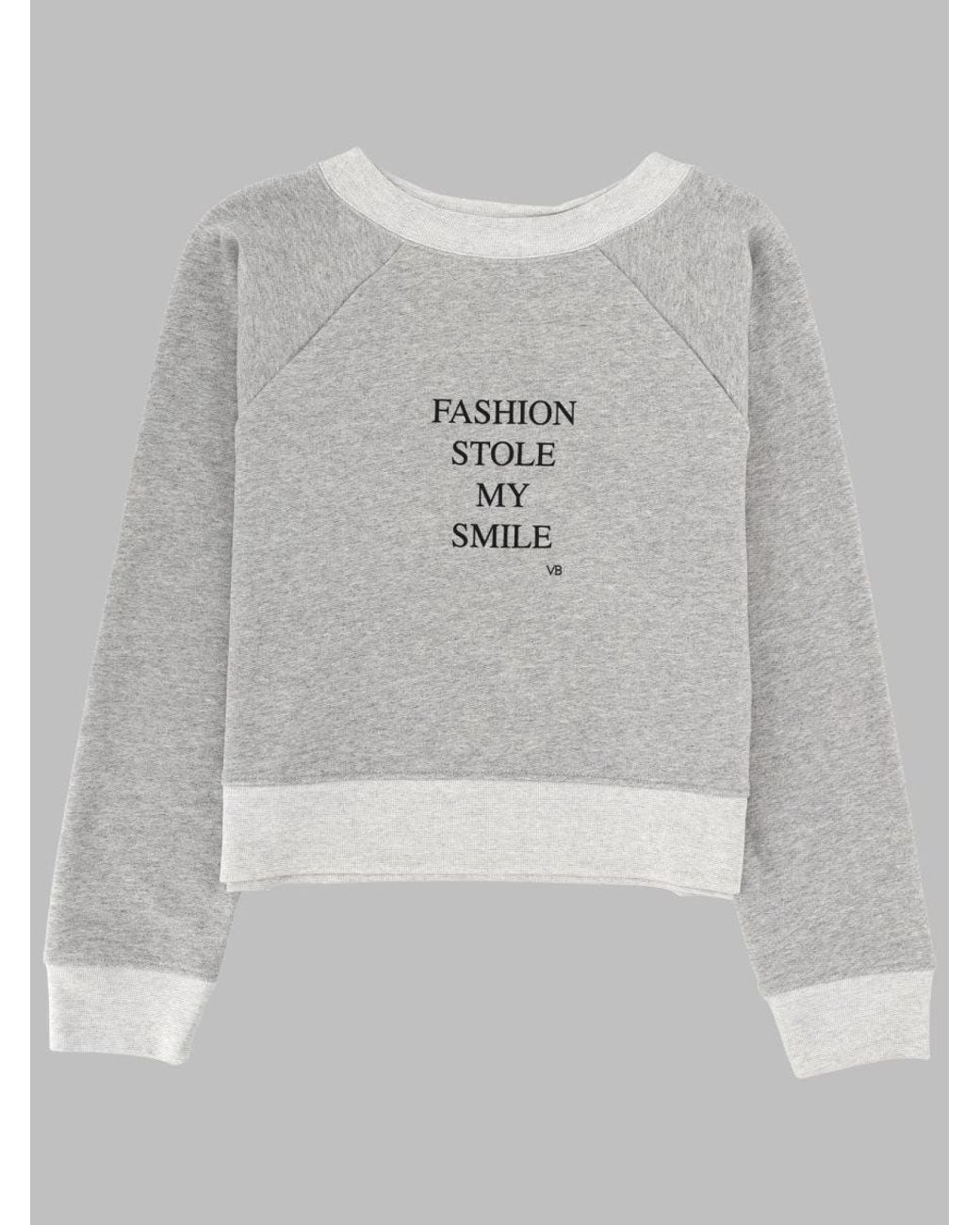 Victoria Beckham Gray Printed Sweatshirt Cotton Sweatshirts