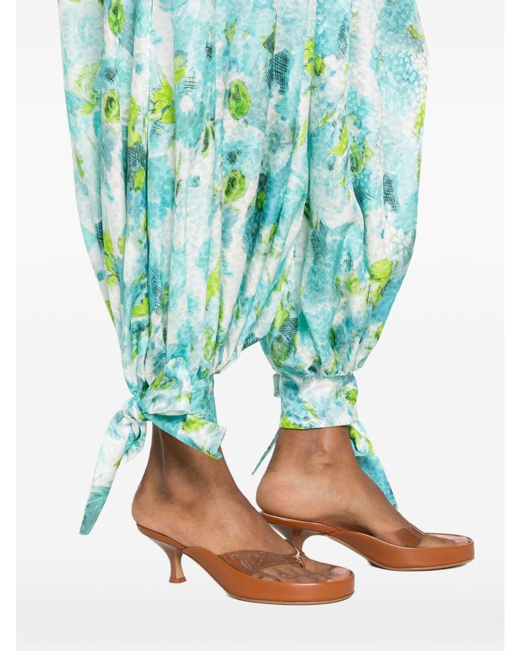 Chloé Green Printed Silk Trousers