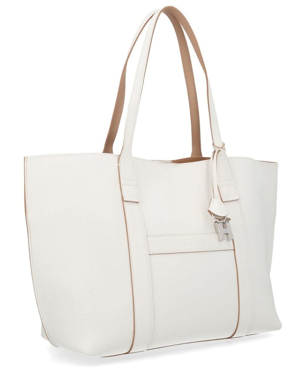 Hogan White Script Shopping Bag Medium For