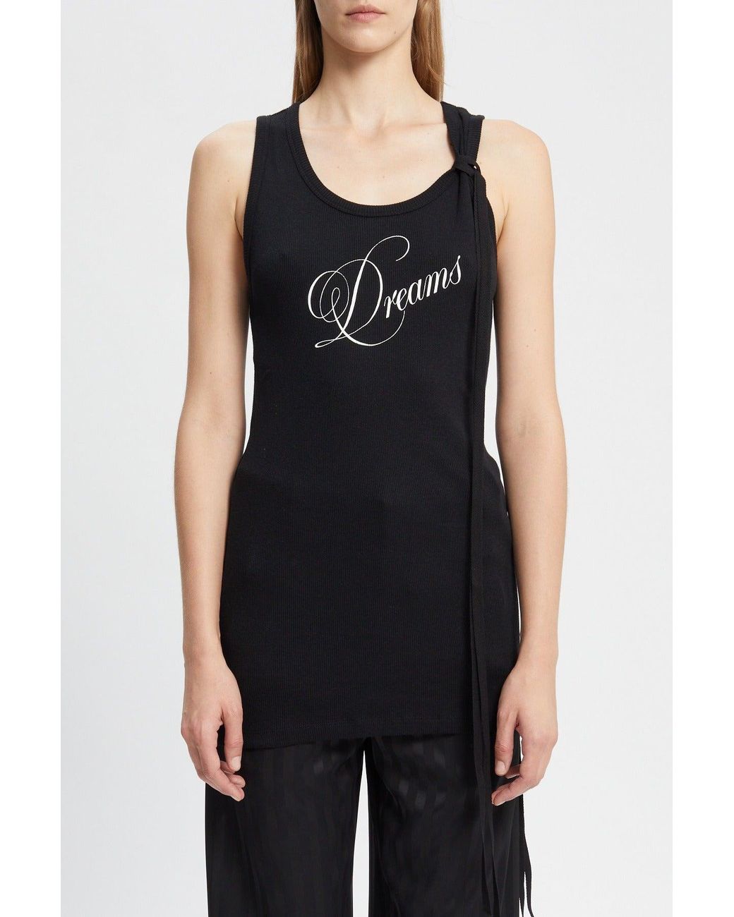 Ann Demeulemeester Black Seva Standard Tank Top With "Dreams" Print