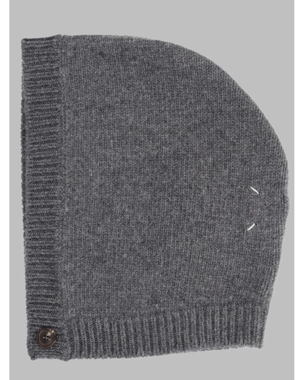 Maison Margiela Gray Wool Hood Virgin Hat for men