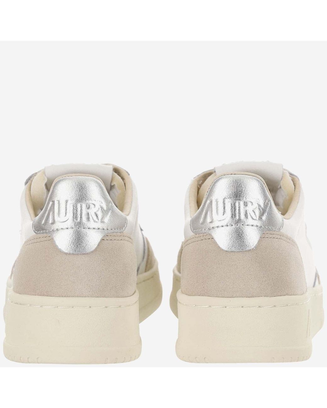 Autry White Leather Sneakers With Suede Inserts And Contoured Design