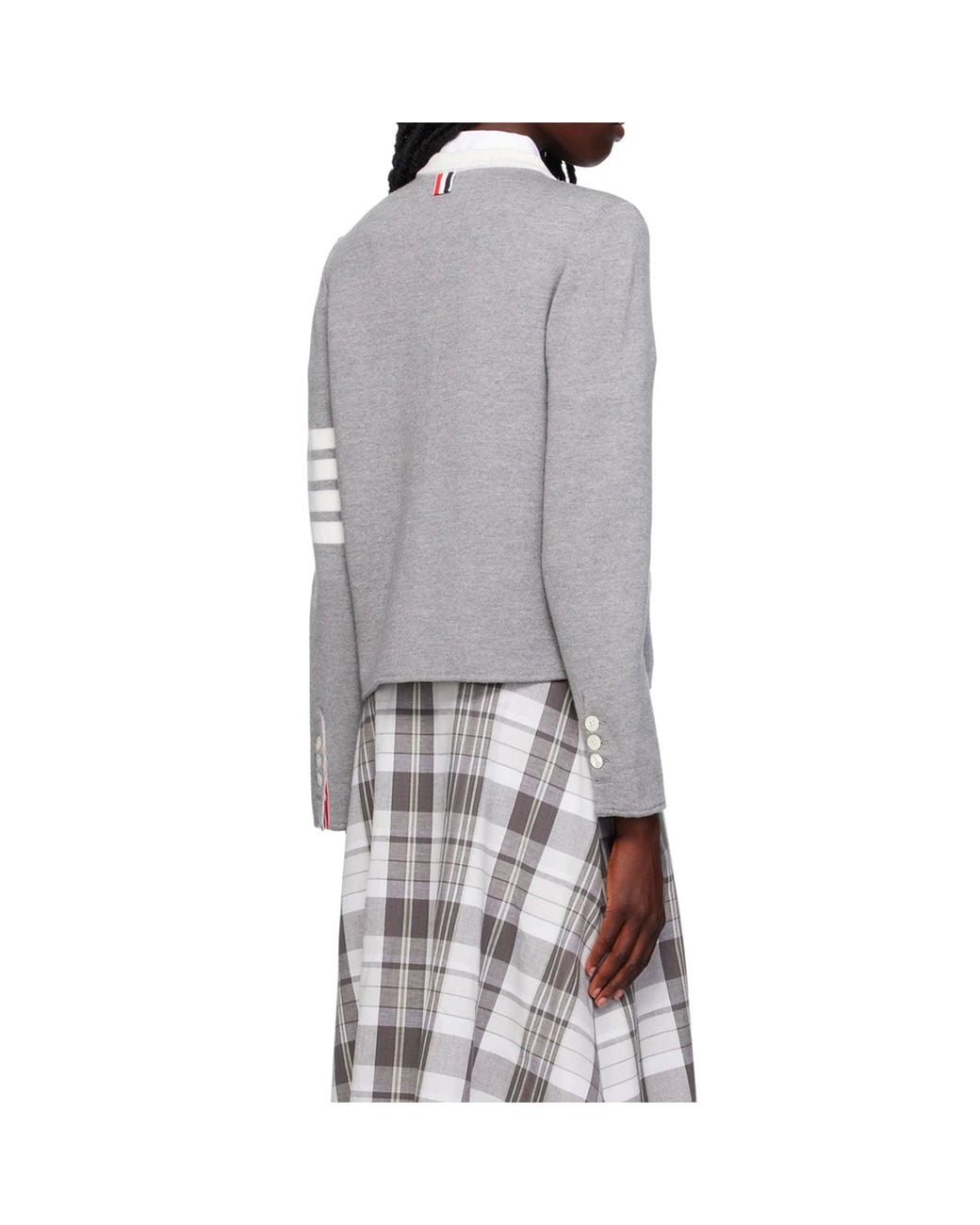 Thom Browne Gray Thom E 4- Bar Wool Cardigan