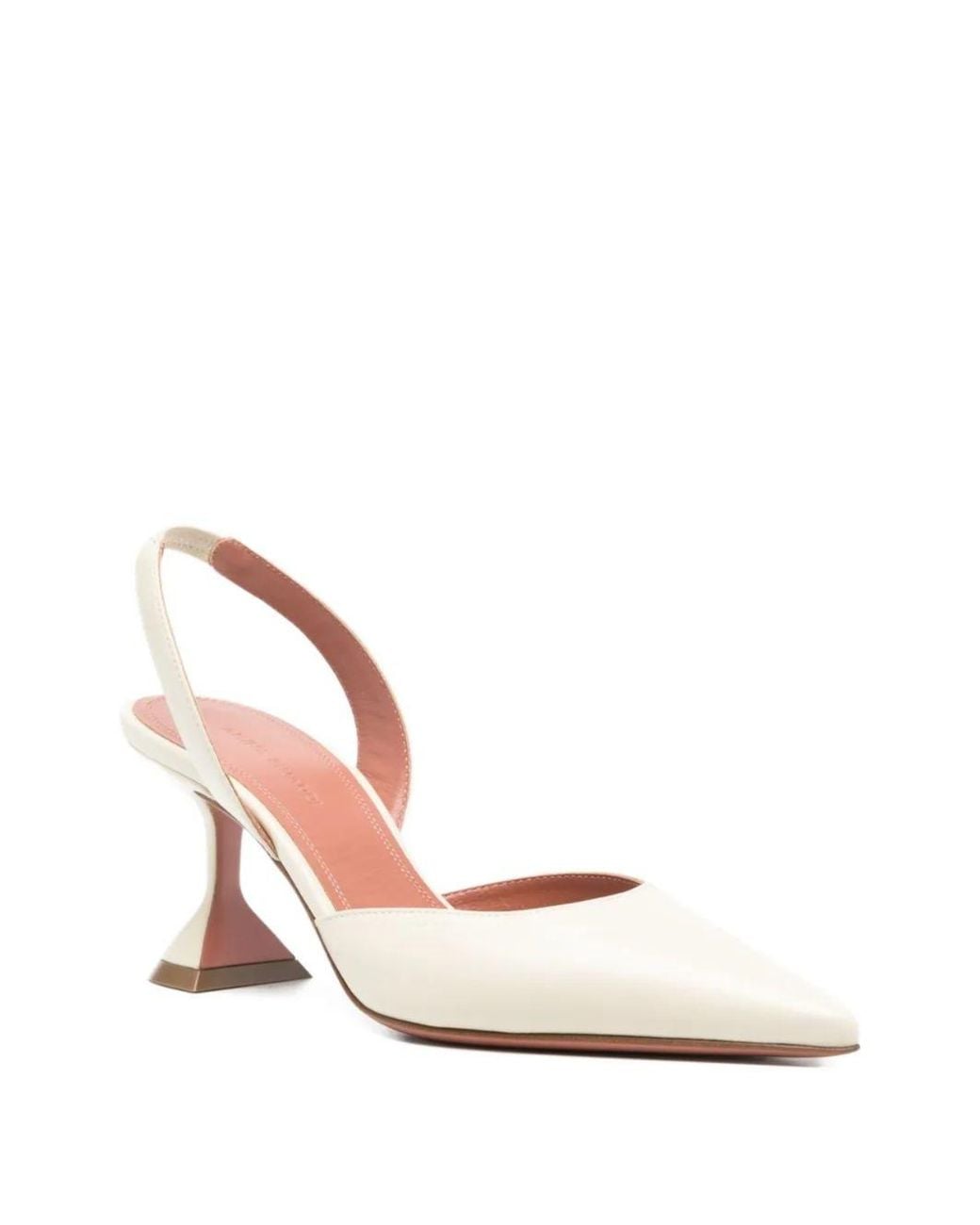 AMINA MUADDI White Leather Slingback Pumps