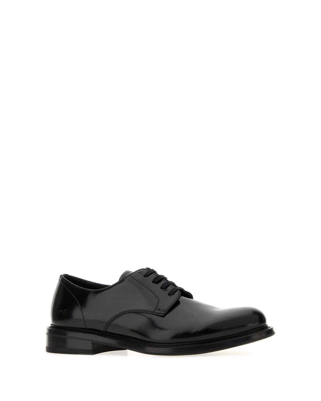 Prada Black Leather Lace Up Shoes