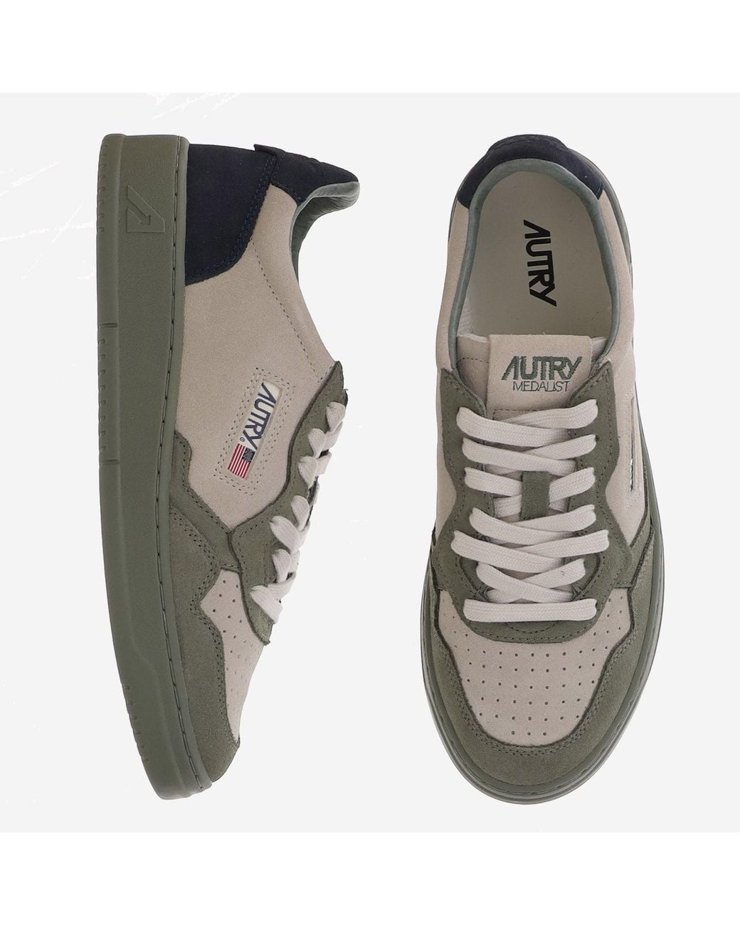 Autry Gray Medalist Low Sneakers With Contrast Heel Tab And Logo Detail