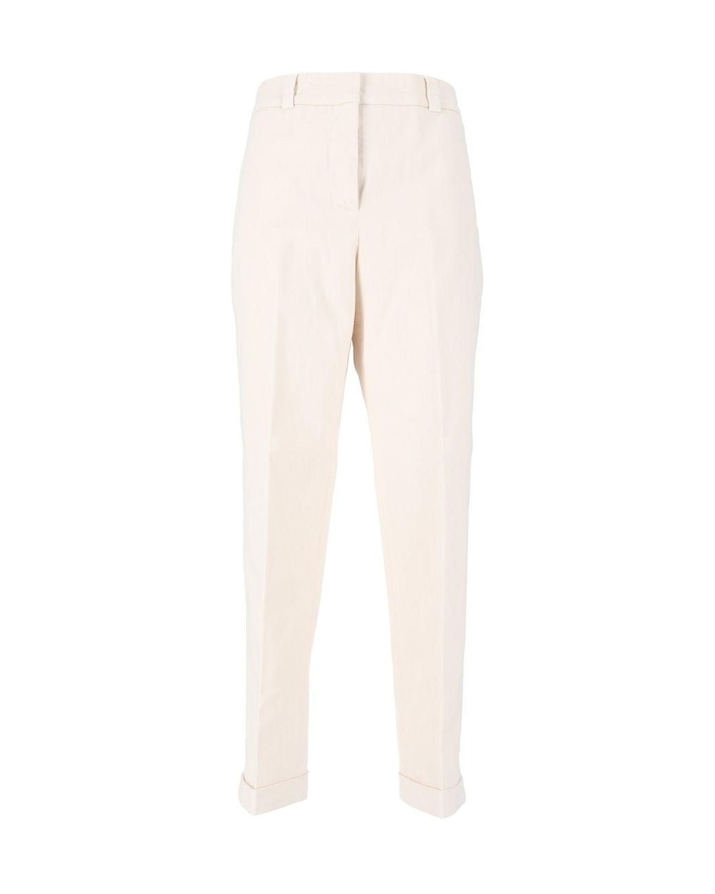 Peserico White Cropped Minimalist Tailored Cropped Pants