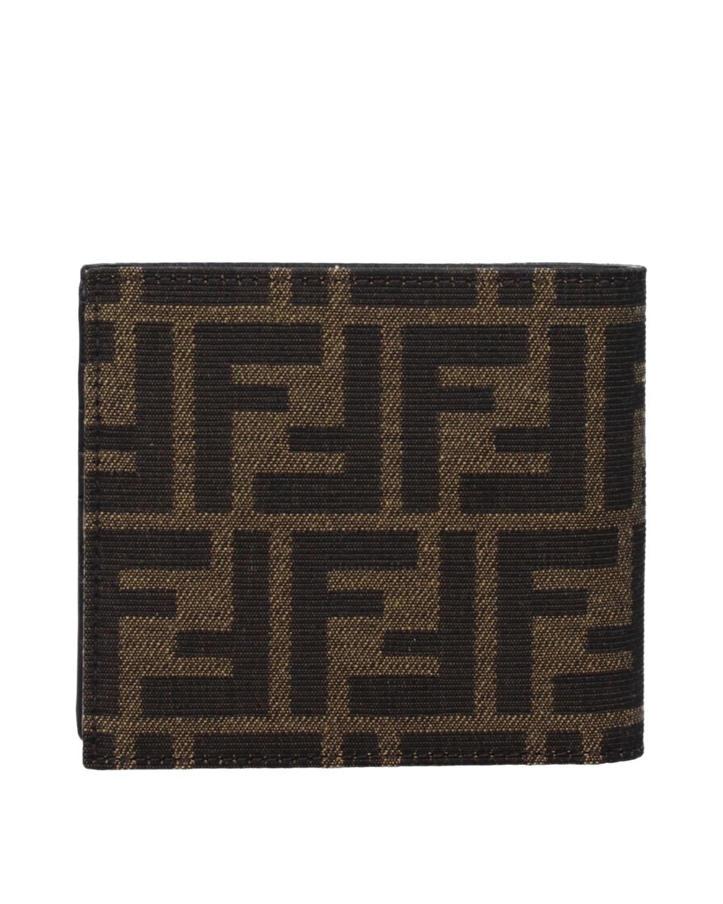 Fendi Black Portafogli Uomo Tessuto Marrone