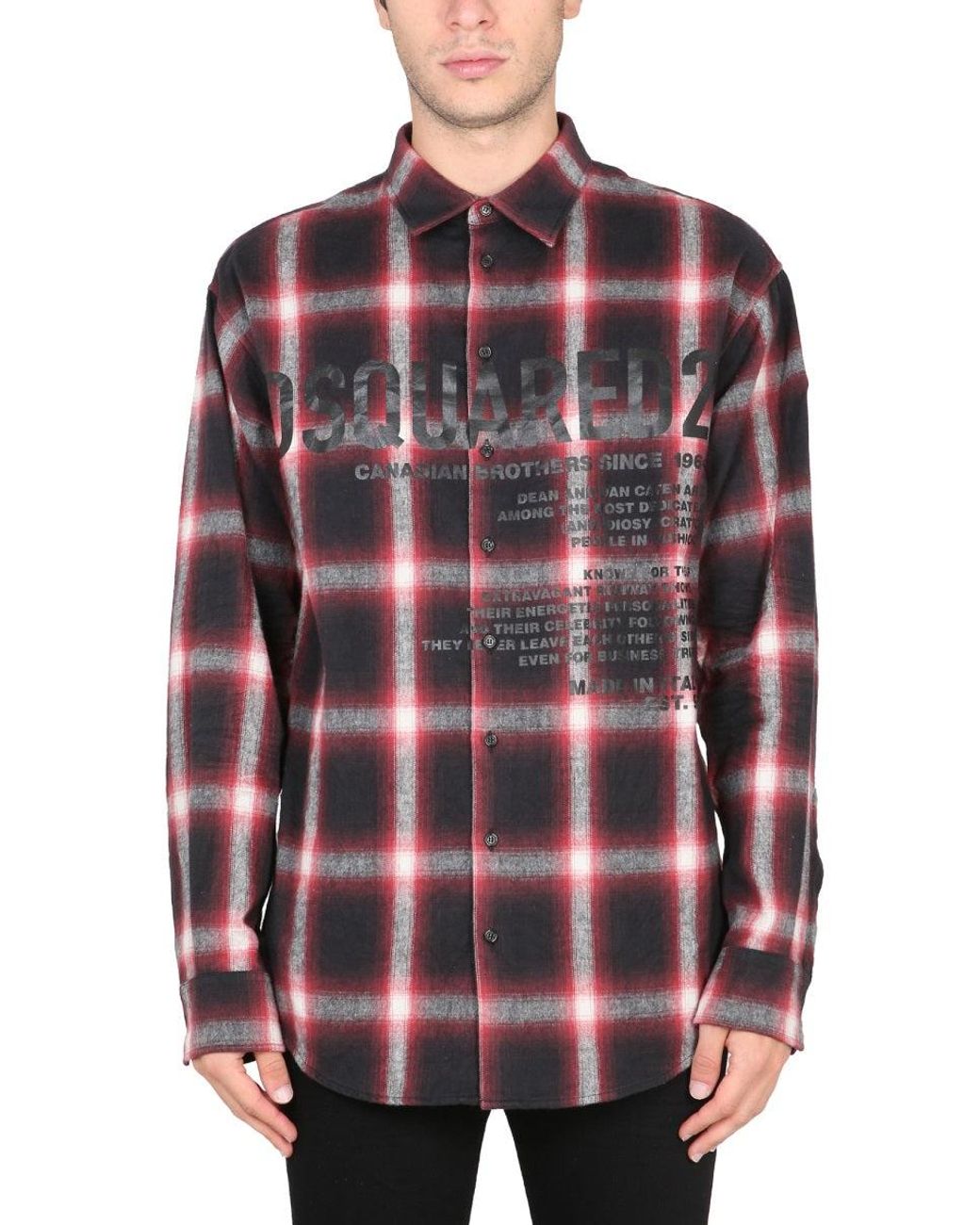 DSquared² Red Drop Shoulder Flannel Shirt for men
