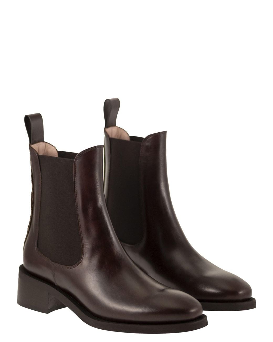 Fabiana Filippi Brown Leather Chelsea Ankle Boots With Low Heel